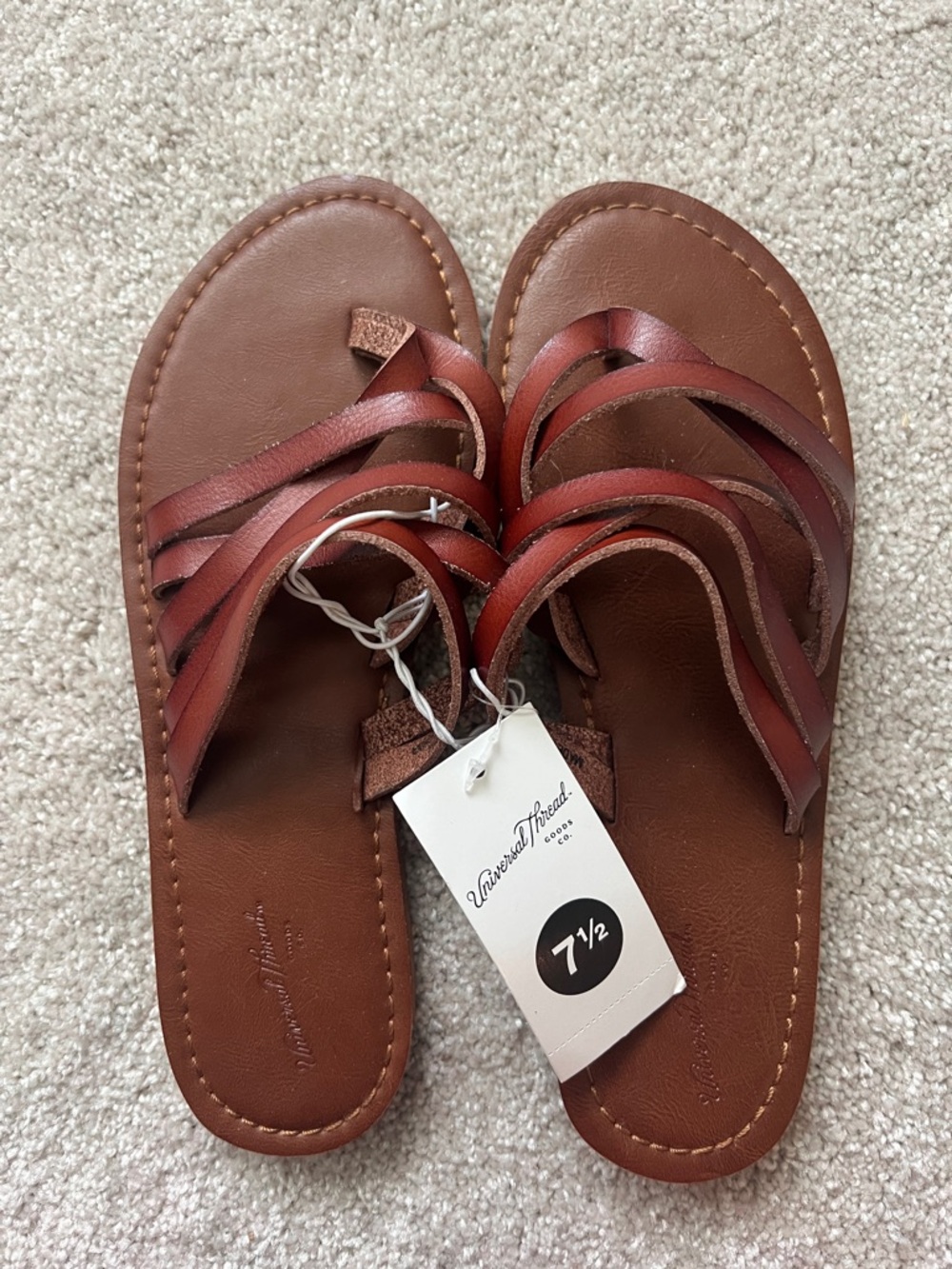 Universal Thread Red-Brown Multi-Strap Slide Sandals